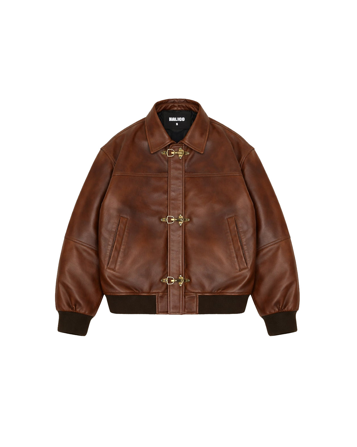 Vintage Clasp Sheepskin Leather Jacket